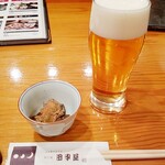 明月庵 ぎんざ 田中屋 - まずはビール。美味しい。