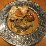 旬鮮彩鮨　豊のはなれ - 別の日のお造り、アコヤ貝・太刀魚・蛸の柔らか煮