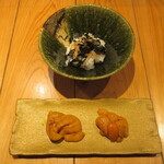 旬鮮彩鮨　豊のはなれ - この時の海胆は、左が根室・右が歯舞