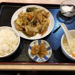 蒔田飯店 - 椎茸と豚肉の醤油炒め定食（日替りランチ）820円税込