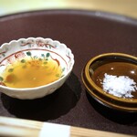 馳走 啐啄一十  - 薬味:30年間継ぎ足しのポン酢、塩(地中海キプロス産)