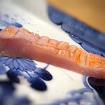 馳走 啐啄一十  - 炭火焼き金目鯛(静岡県駿河湾産、サスエ前田魚店、7日熟成)・・これも脂ののりがよく、金目の濃厚な旨みと相まり秀逸。