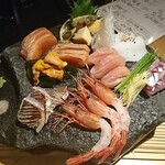 魚と酒 めから鱗 - 刺し盛り三人前