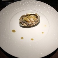 道頓堀 てっぱん豊島家 - 活けアワビ 肝しょう油ソース