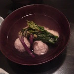 そばがきと鴨つくねの椀物