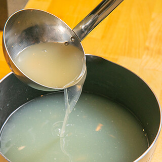 Our proud soup with attention to detail, even down to the water.