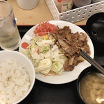 松屋 - 豚肩ロースの生姜焼き定食 660円
            ハイボール
            200113 22:00