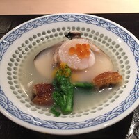 うなぎ時任 - 蛤と帆立 揚げた鰻 蕪のすり流し