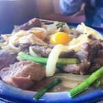 伊豆の佐太郎 - 鴨肉焼きはうずらの卵を絡ませていただきます。