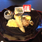 山玄茶 - 八寸はワカサギの天ぷらなど