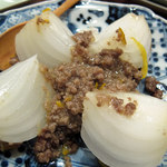 よし田 - 新玉の鶏そぼろ餡かけ