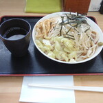 手打ちうどん ろくでなし - お茶と冷やしうどん大盛りです。