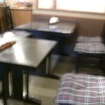 星月 - 1階はテーブル3席で奥が蕎麦打ち台