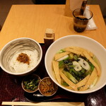 銀座 福禄寿 - 稲庭きつね野菜うどん、ちりめん山椒ご飯つき