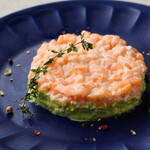 Fresh avocado and salmon tartare