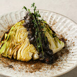 Steamed cabbage with tapenade sauce