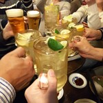 金町製麺 - メガハイボールで乾杯