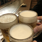福太郎 - 待った後のビールは旨し♡かんぱーい♡
