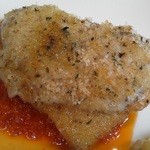 六本木バール・デルソーレ - 201204  ﾊﾞｰﾙ･ﾃﾞﾙ･ｿｰﾚ　ﾊﾞｰﾙ定食ﾗﾝﾁ（ｽｽﾞｷの香草ﾊﾟﾝ粉焼き）拡大.jpg