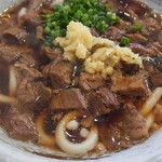 肉うどん ふじ岡 - 卸しショウガを投入で味変！