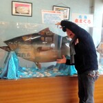 さかな大食堂渚 - 本マグロの剥製と記念写真(笑)