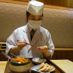 銀座 しのはら - 最中準備中