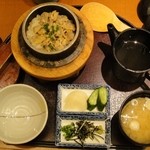 炭家米蔵 - あさり釜飯小　+　お新香セット