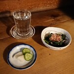 源氏 - 浦霞  菜の花おひたしとぬか漬け