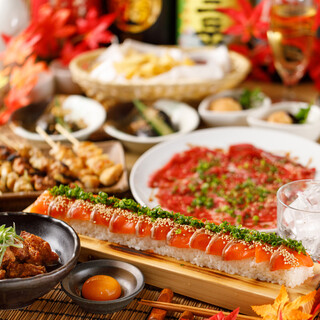 30cmロングユッケ寿司と厳選肉串コース 3h飲み放題付 厳選肉を味う 全8品4100円 3600円 北海道 肉と鮮魚 しゃぶしゃぶ食べ放題 どさんこ屋 川崎駅前店 川崎 居酒屋 食べログ