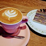 富屋珈琲店 - カフェラテとチョコバナナショートケーキ