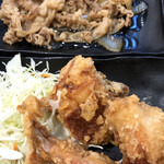 Yoshinoya - W定食　牛皿と唐揚げ