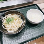 はなまるうどん - かけ Sサイズ  150円＋税、ライス単品 Sサイズ  120円＋税