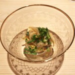 新ばし 星野 - ふぐの皮と身、かわはぎの肝