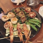 Kushiyaki Atariya - 玉子、カラシナ、椎茸、スナップえんどう、エノキ
