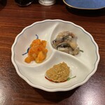 魚菜 - 珍味おまかせ3種盛り　海老味噌・ホヤ・鰊