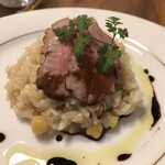 レストラン スプーン - ひよこ豆が沢山入ったリゾット♬
鴨肉をてっぺんに♡