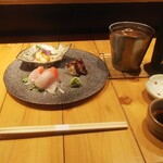 旬鮮彩鮨　豊のはなれ - 前菜にプレモルの瓶ビール