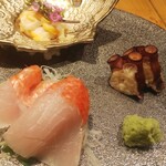 旬鮮彩鮨　豊のはなれ - 銚子のキンメ    タコの柔らか煮      夜鳴き貝