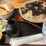 東家 - おすすめセット(月2回変わり)牛すき丼+ざる ¥800