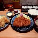 とんかつ檍 銀座8丁目店 - 上ロースかつ定食+単品カキフライ