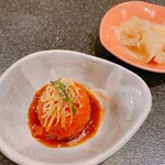 Sushizammai - お通しのサーモンのユッケ！美味しかったー( ˶˙ᵕ˙˶ )