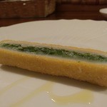 f - ほうれん草（嫌い）とイカをフライにしたもの・・美味い