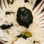 温石 - 摺鉢であたった肝をのせます