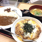 Matsuya - 牛とじ丼 並 豚汁付＆創業カレー