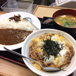 Matsuya - 牛とじ丼 並 豚汁付＆創業カレー