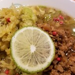 麺屋 六感堂 - 蕗の薹味噌ラーメン＋蕗の薹天増し