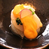 馳走 きむら - ホタテと寒中タケノコの黄身酢あんのアップ