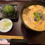 生そば あずま - 牡蠣玉子とじそば＆高菜葉巻きおにぎり