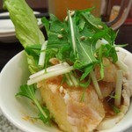 中華酒膳 幸龍 - （2012/3月）この日のお通しは揚げ出汁豆腐＋豚しゃぶのようなもの