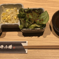 焼肉 淀屋橋 牛の膳 - もやしナムル・キムチ・サラダ付